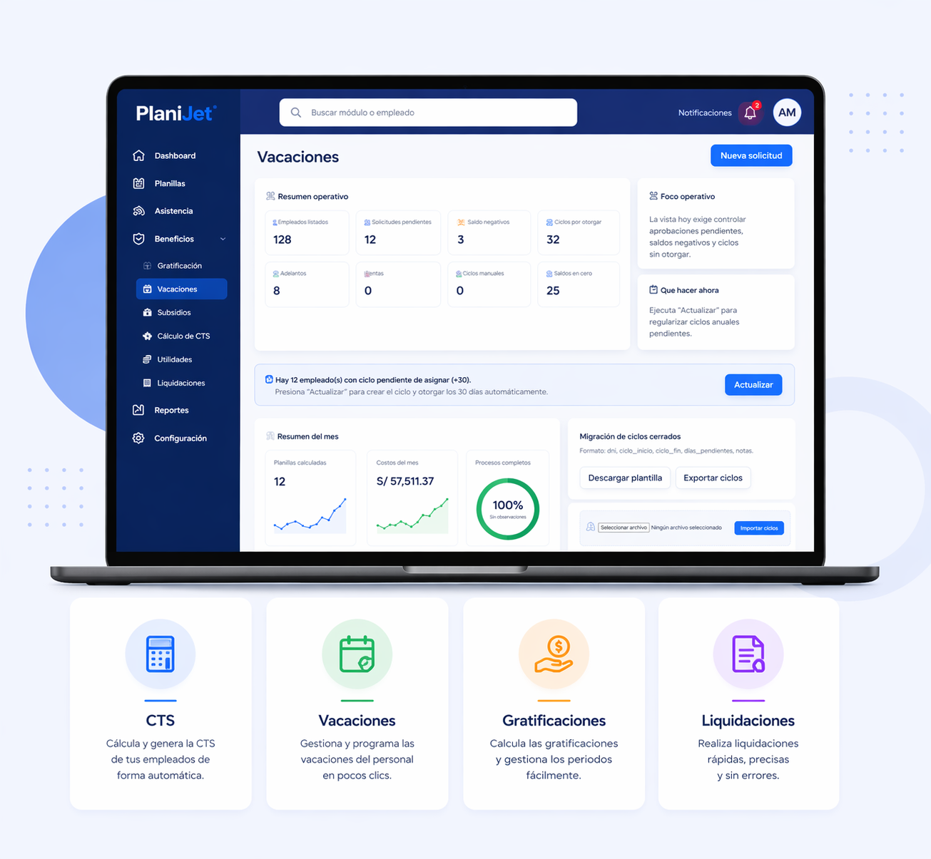Software de beneficios laborales en Perú con gratificaciones, CTS y vacaciones