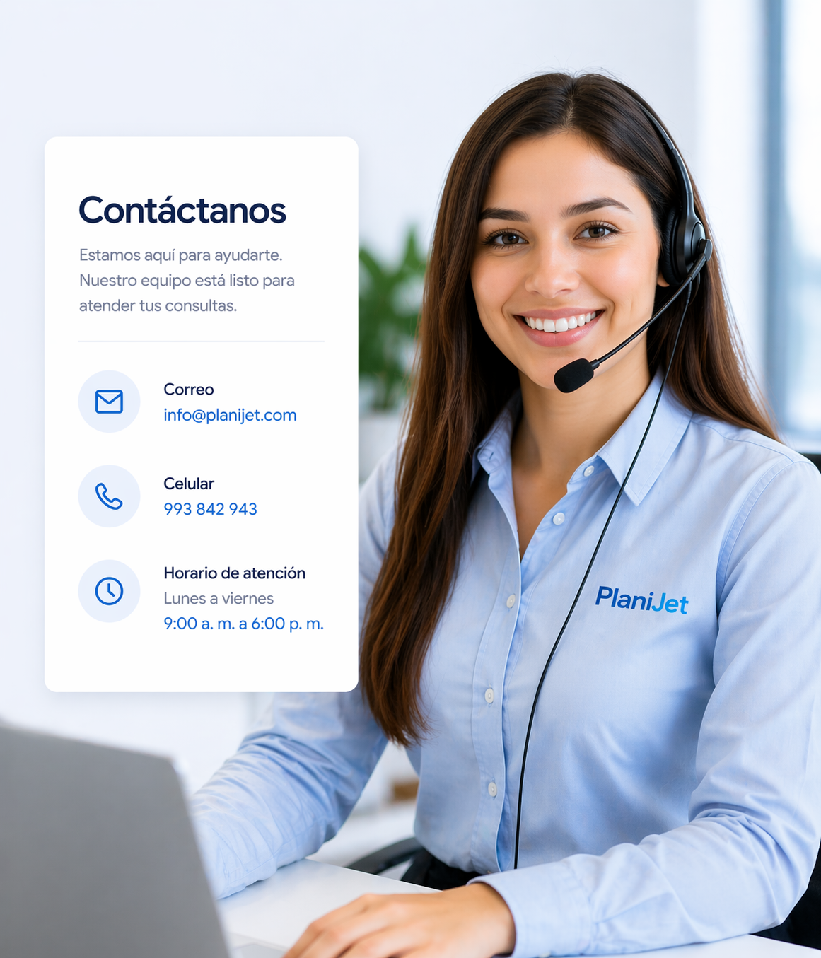 Contacto comercial de PlaniJet para software de recursos humanos en Perú