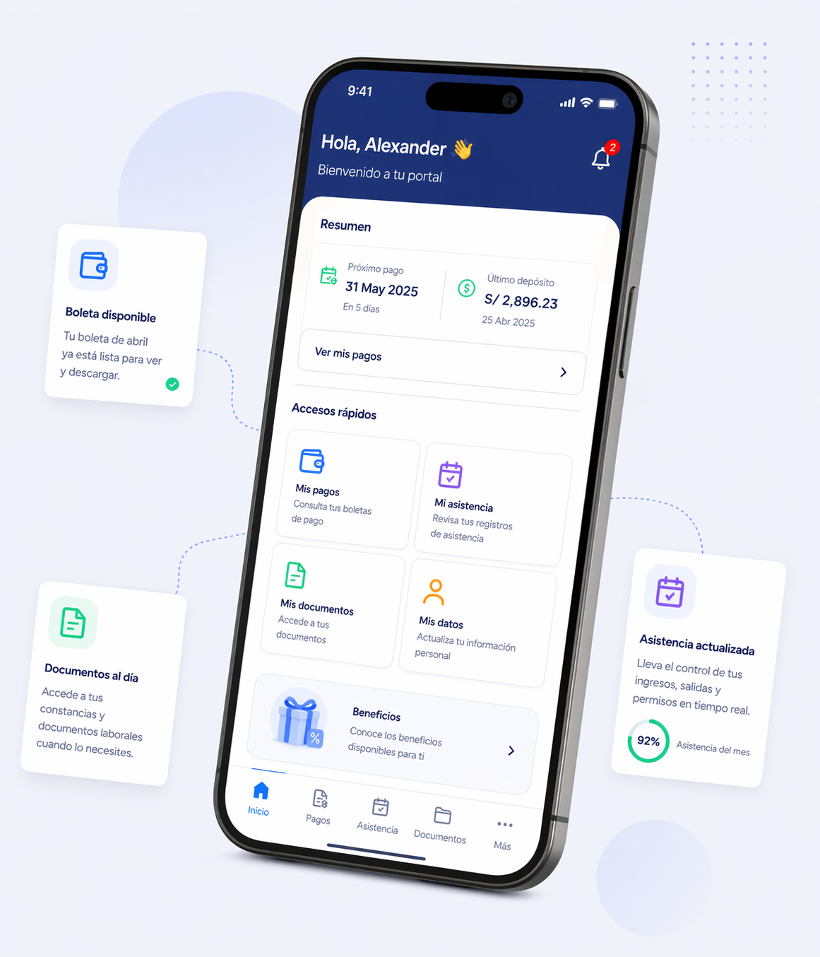 Portal del colaborador en Perú con boletas, documentos y solicitudes
